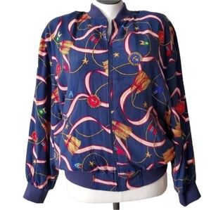 Alfred Dunner vintage 90s blue nautical print bomber size 16